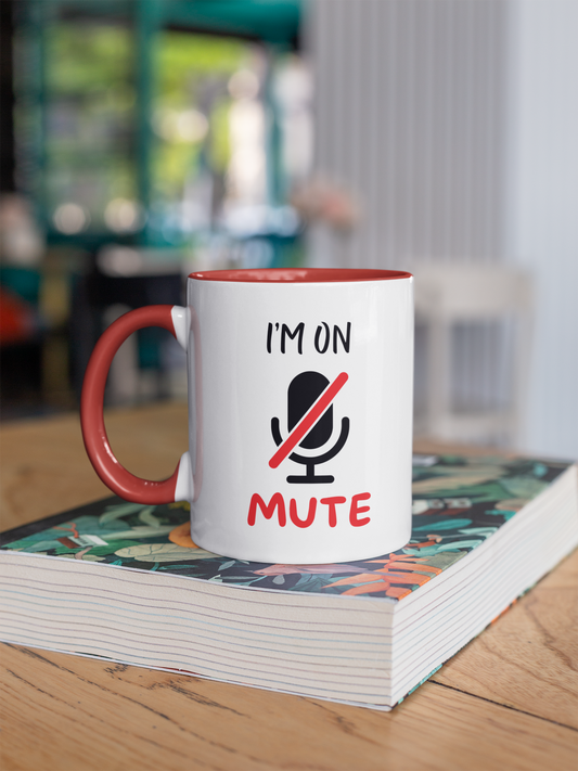 "I'm On Mute" Remote Work Mug – Accent Coffee Mug (11, 15oz)